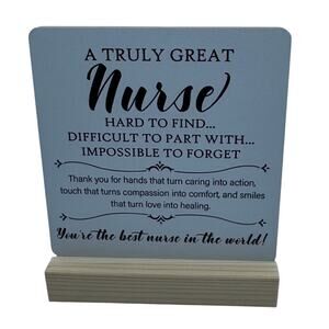 NWT Thank You Plaque with Wooden Stand Nurses Women Men Office Desk Sign Decor